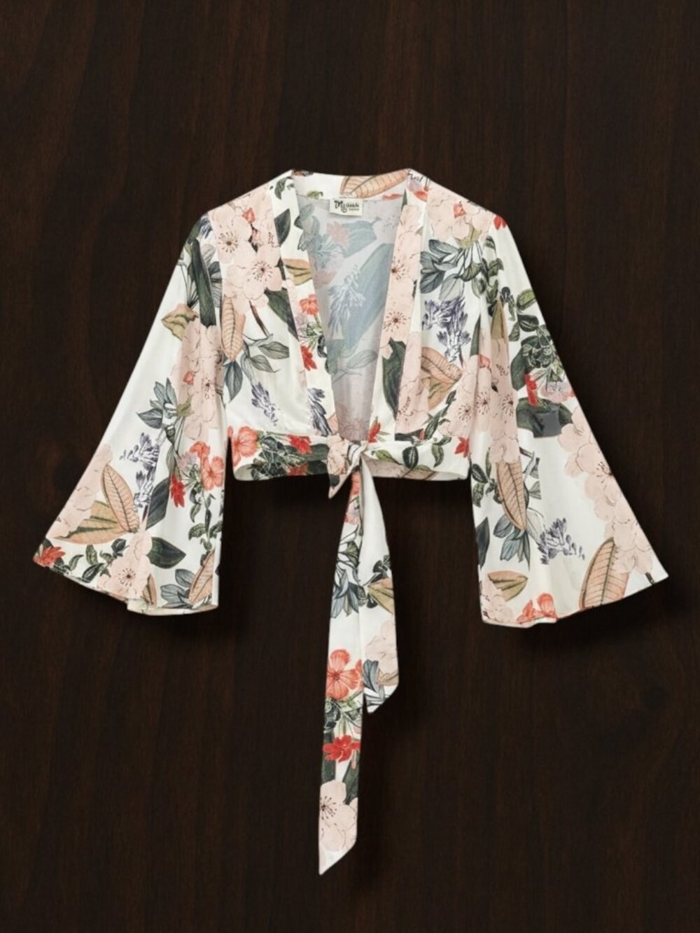 Show Me Your Mumu Creme Floral Jordyn Tie Wrap Top XS